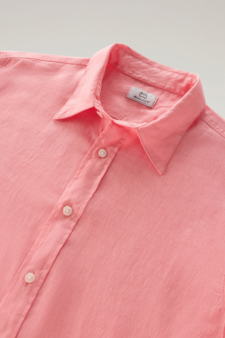 Overhemd van achteraf geverfd, zuiver linnen Roze photo 6 | Woolrich