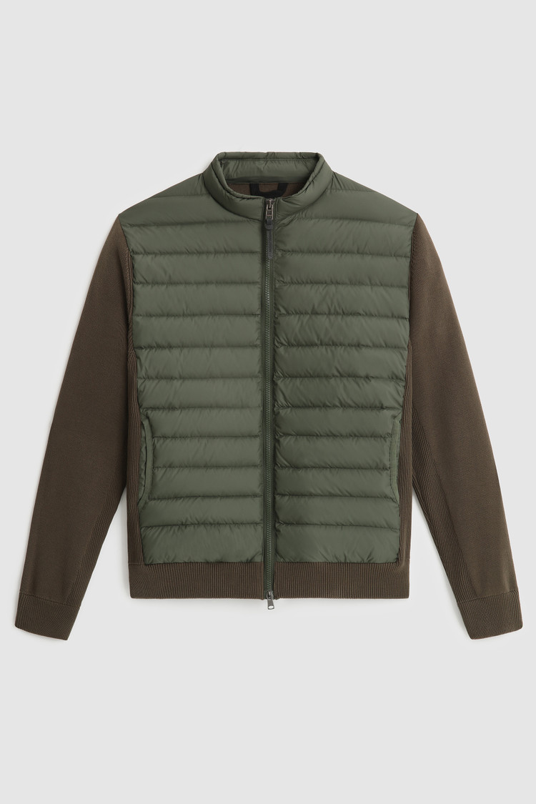 Gesteppte Trainingsjacke mit gestrickten Ärmeln
