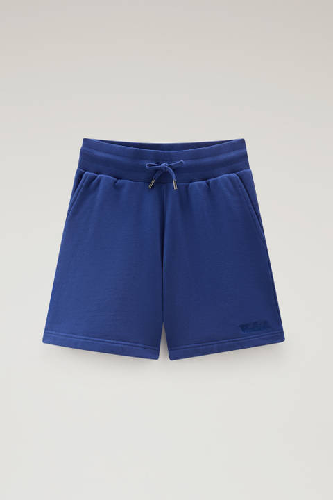 Bermuda Sports Shorts in Pure Cotton Fleece with Drawstring Blue photo 2 | Woolrich