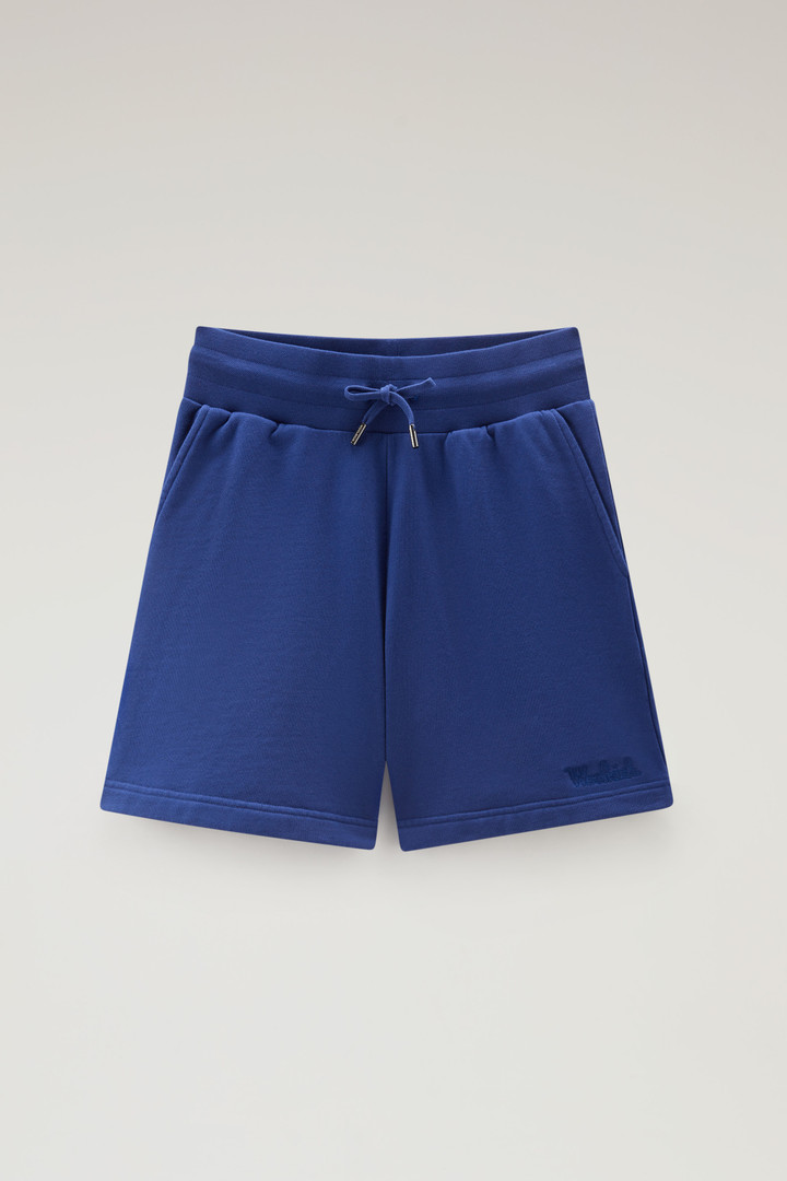 Bermuda Sports Shorts in Pure Cotton Fleece with Drawstring Blue photo 4 | Woolrich