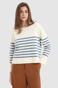 Cotton crewneck sweater with ribbed collar