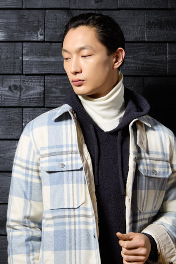 Alaskan Check Overshirt in Recycled Italian Wool Blend Blue photo 1 | Woolrich
