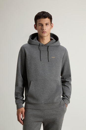 Hooded Sweatshirt in Cotton-Blend Interlock Gray | Woolrich