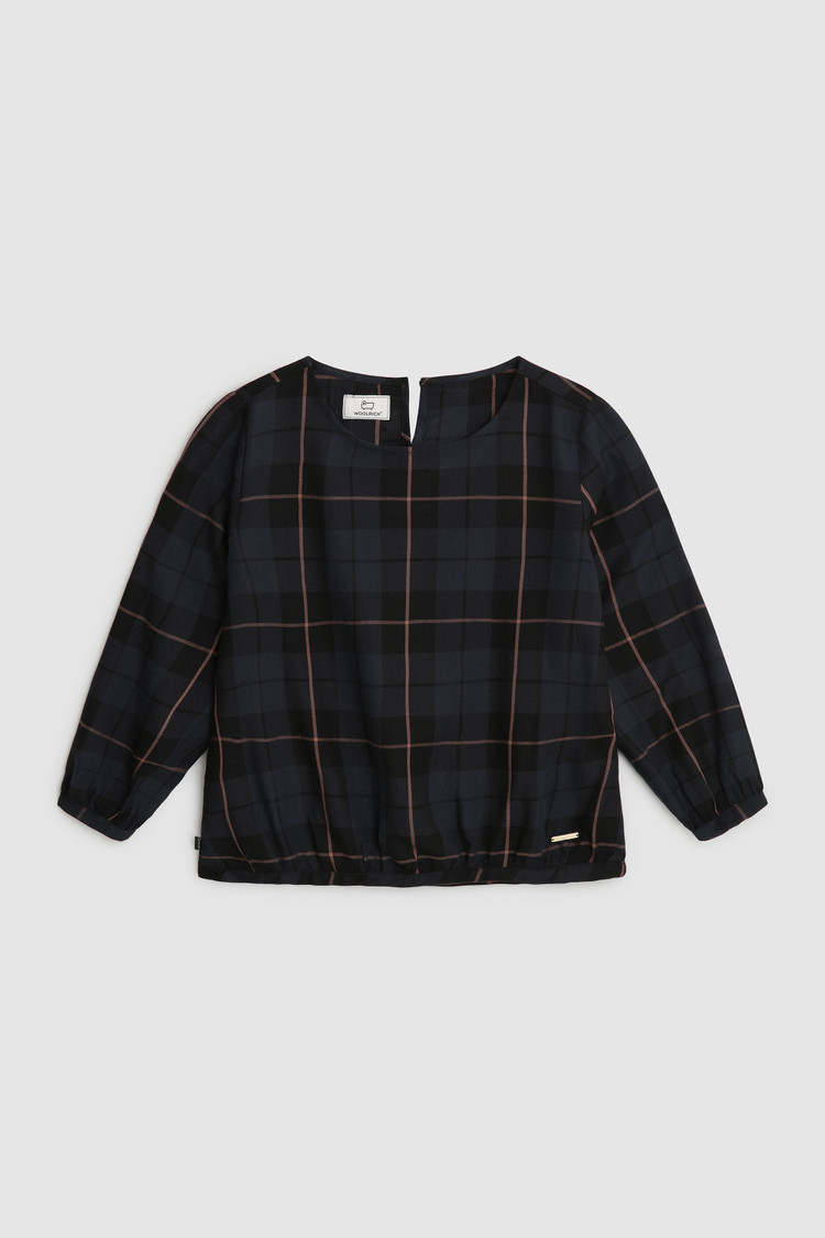 Blouse en sergé avec motif à carreaux pour fille
