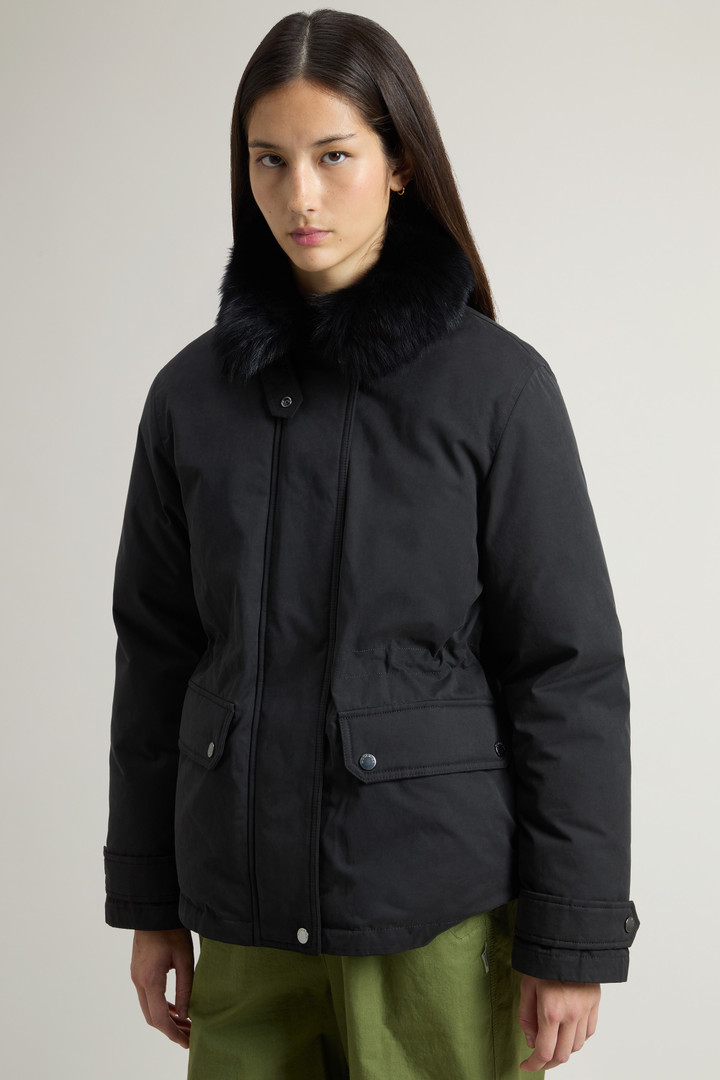 Short Arctic Parka in Mountain Cloth with Removable Hood and Fur Black photo 4 | Woolrich