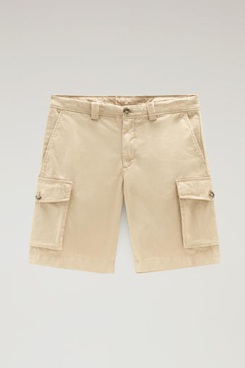 Garment-Dyed Cargo Shorts in Stretch Cotton Beige | Woolrich