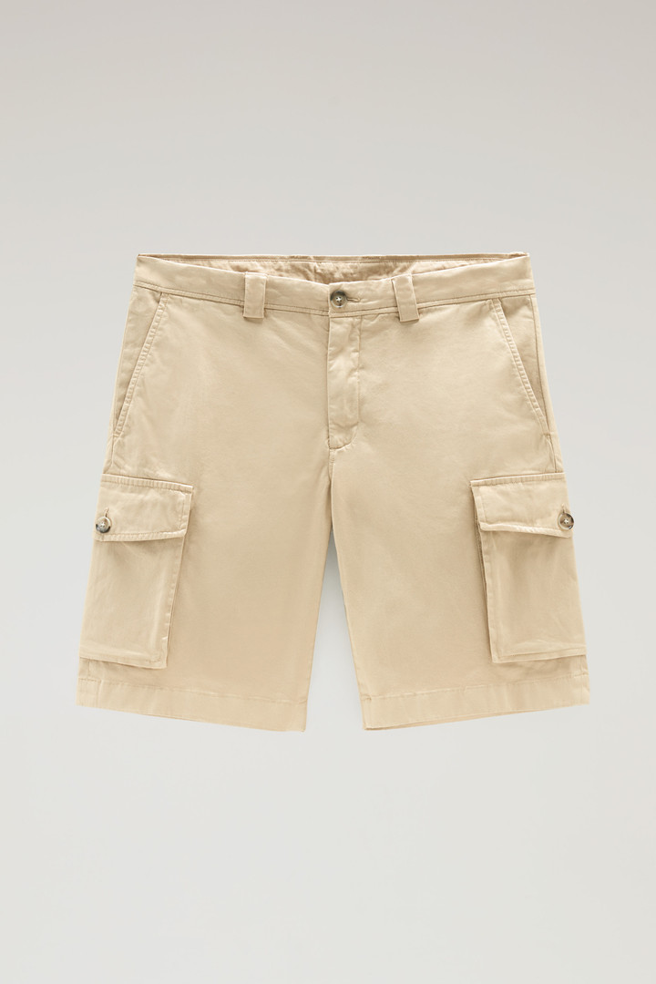 Garment-Dyed Cargo Shorts in Stretch Cotton Beige photo 4 | Woolrich