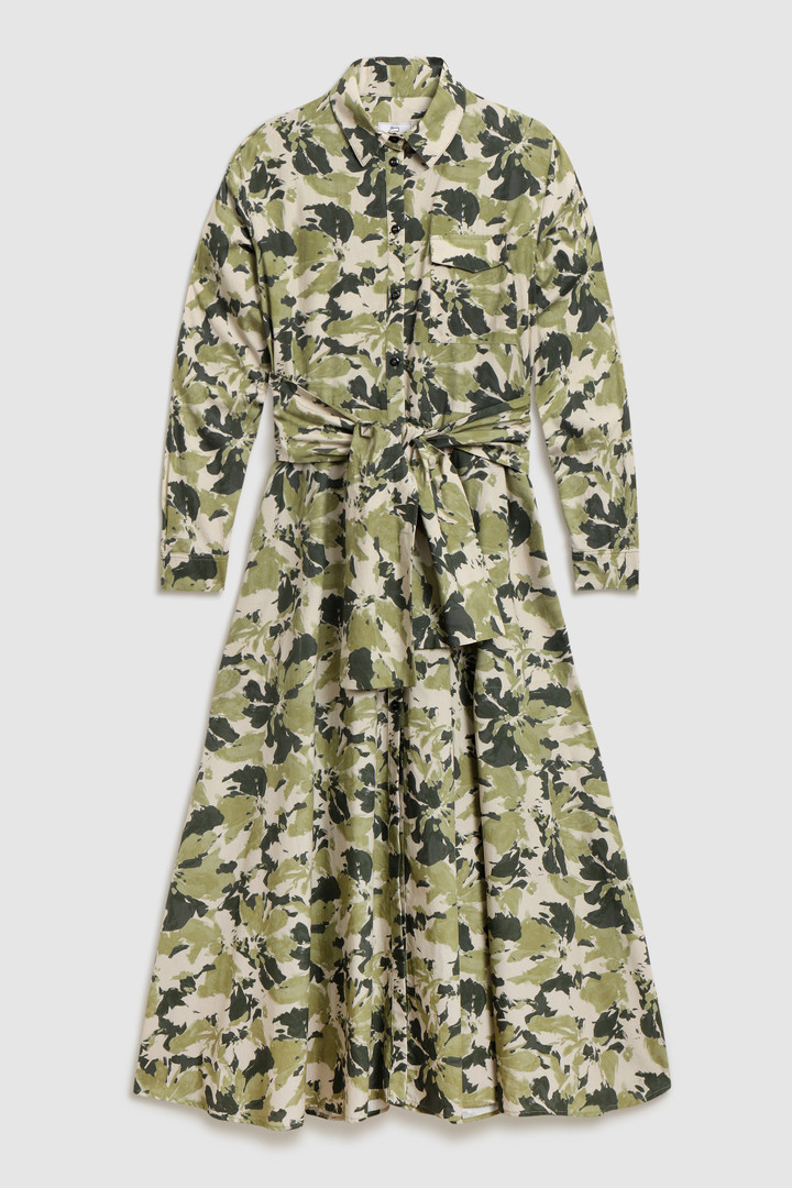 Vestido largo Wilderness de popelina de algodón verde photo 4 | Woolrich