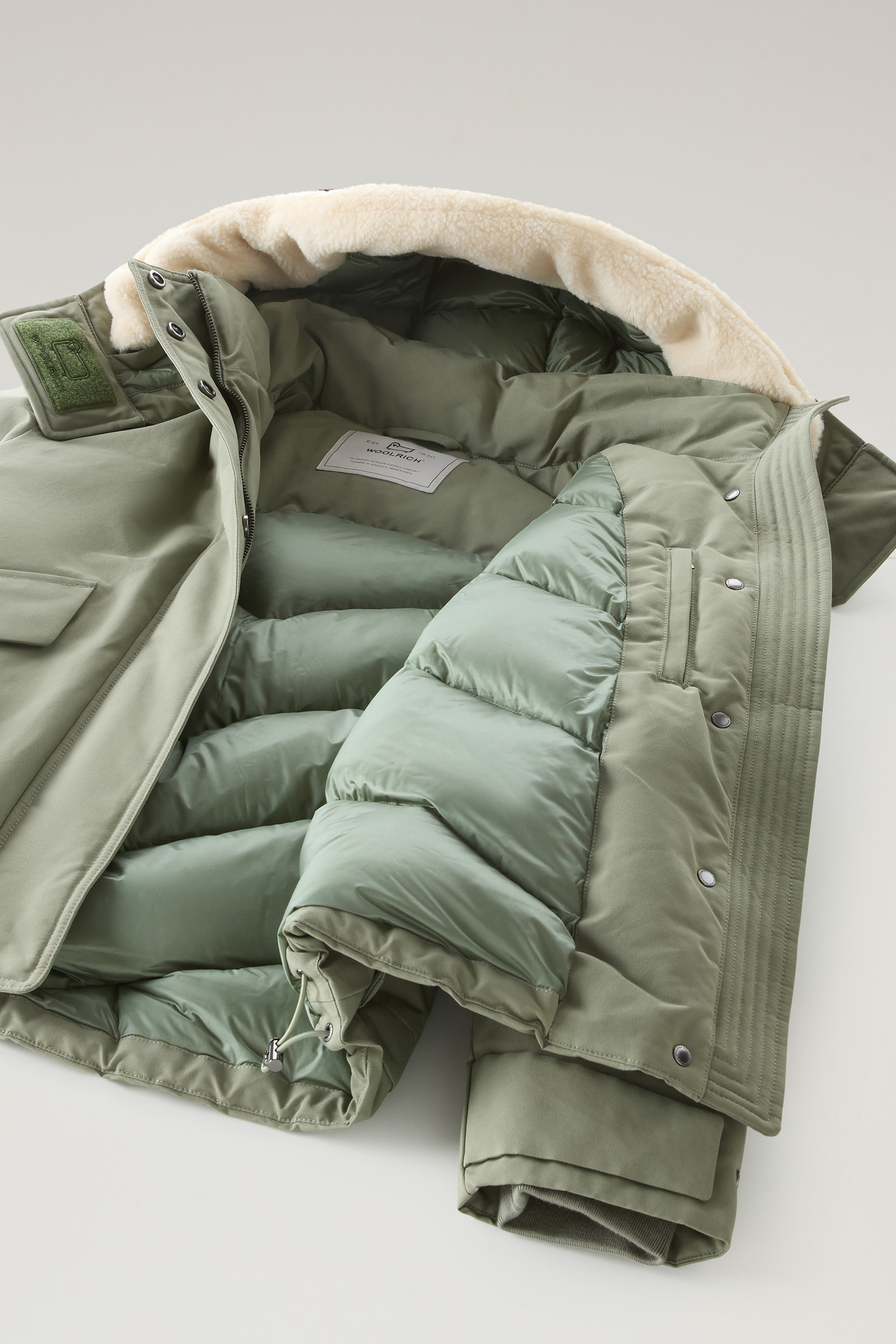 Parka in Brushed Ramar Cloth with Detachable Hood Green photo 11 | Woolrich