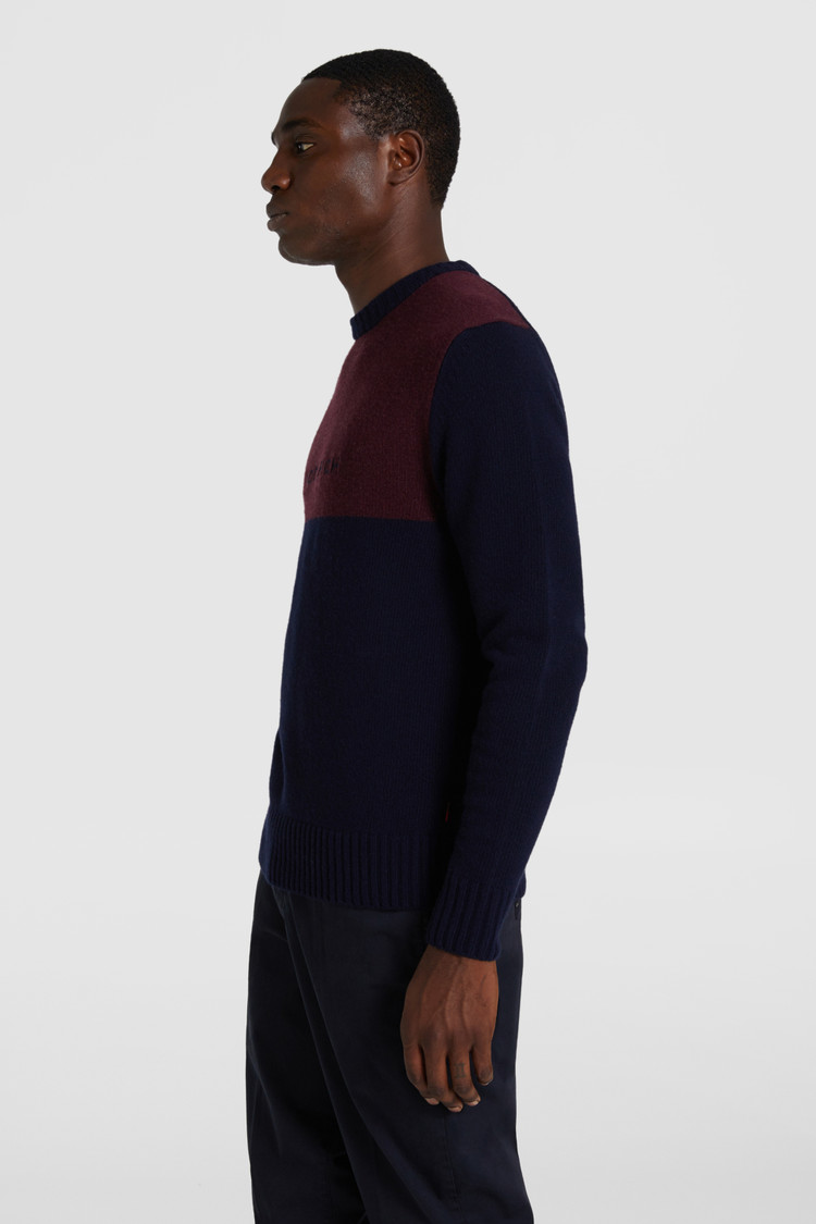 Maglione in lana girocollo color block