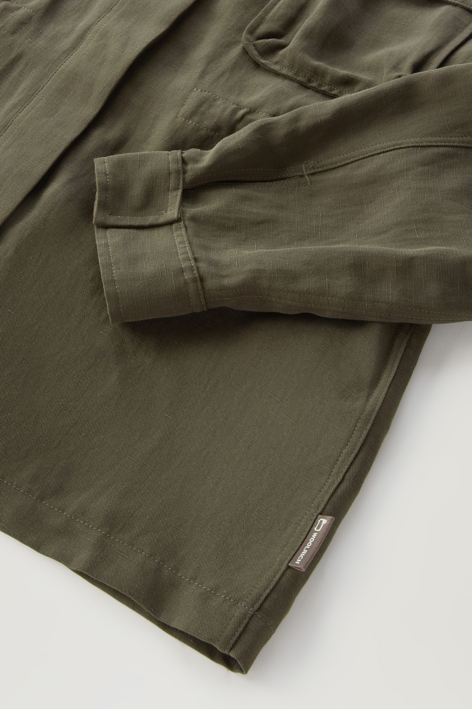 Utility Overshirt in Linen Blend Green photo 7 | Woolrich