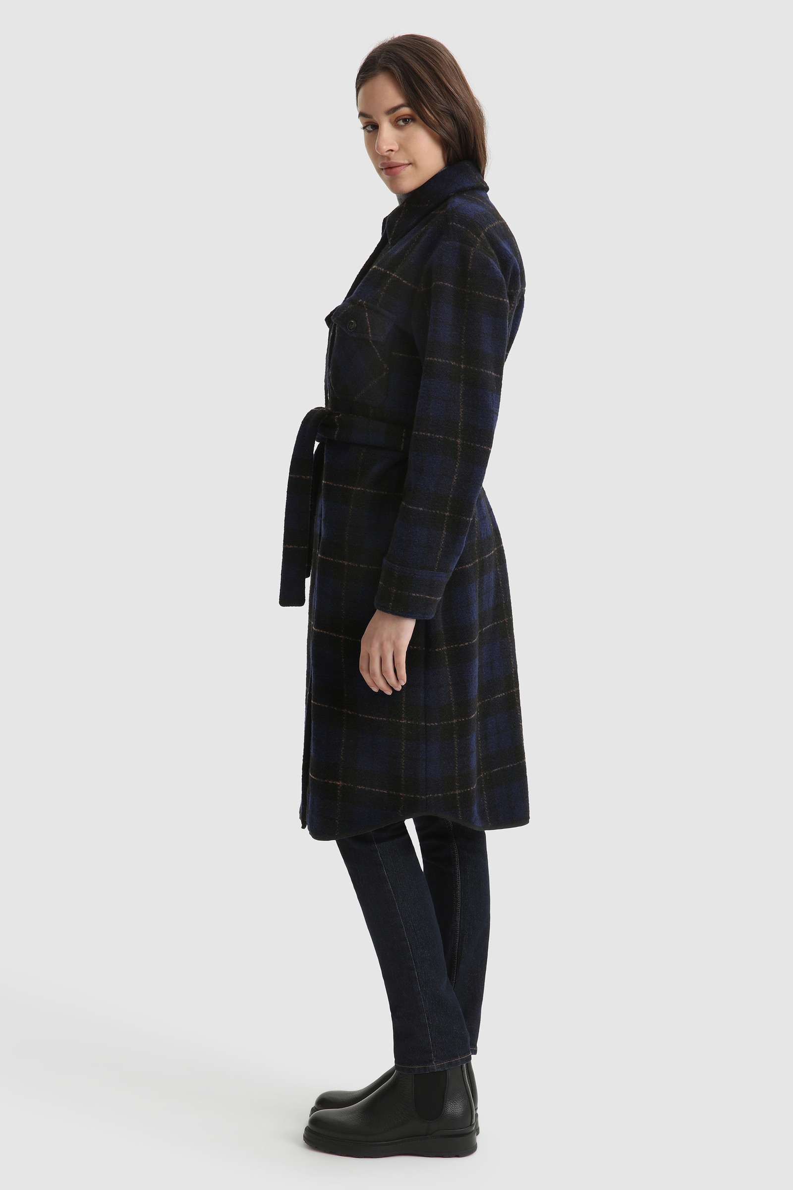 Women's Gentry Long Overshirt with Belt Blue | Woolrich USA