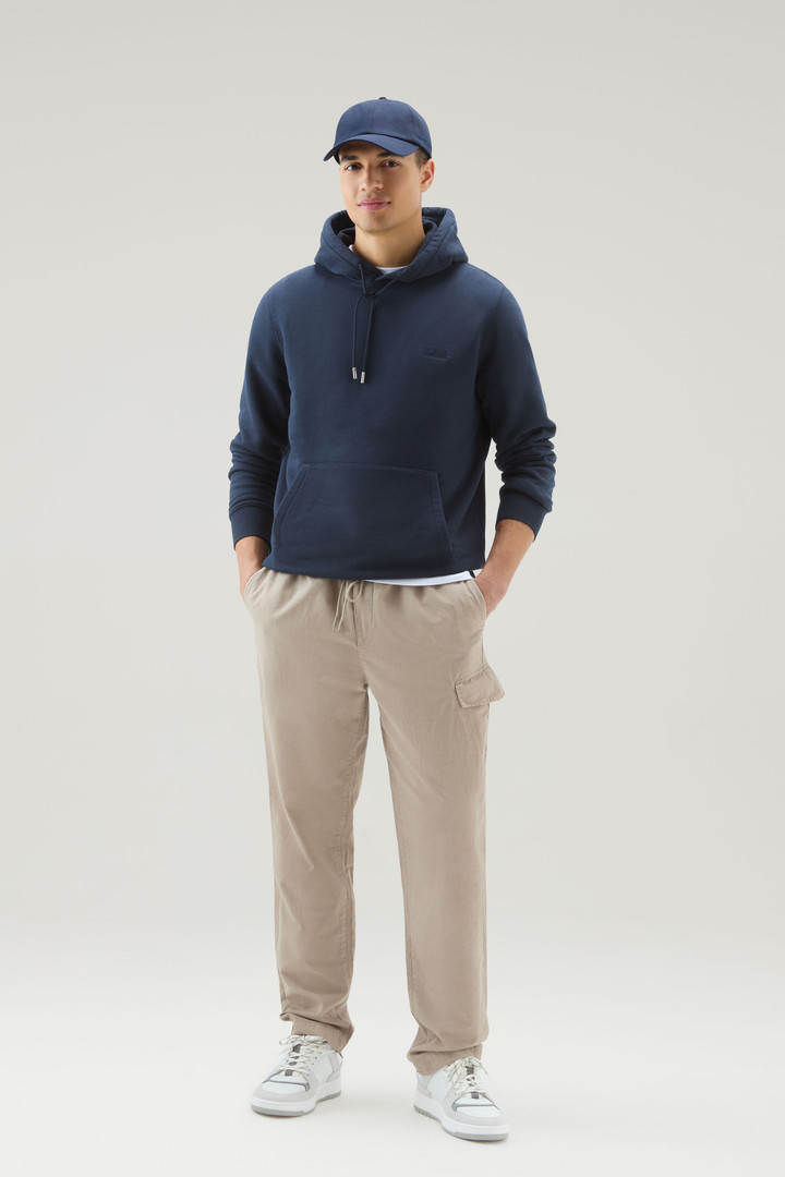 Hoodie in Cotton Fleece with Embroidered Logo Blue photo 2 | Woolrich
