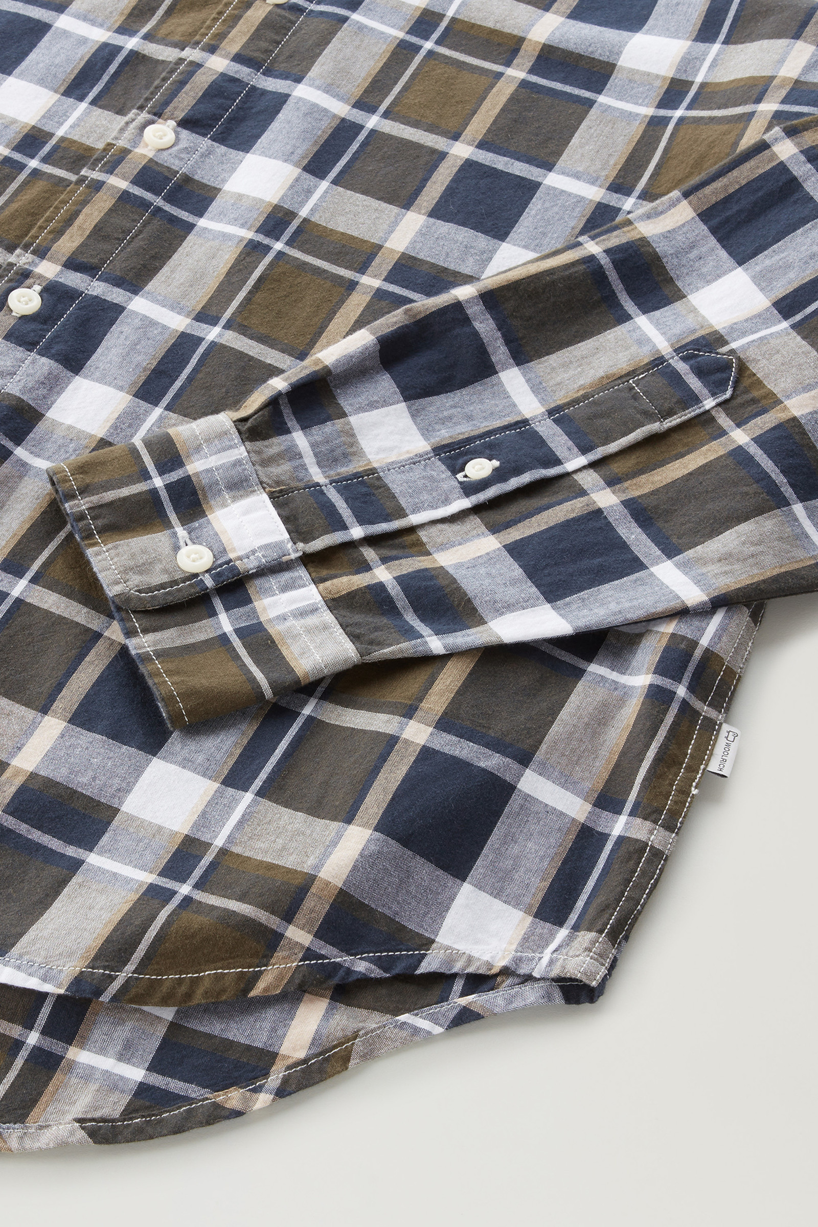 Camicia Madras a quadri in popline di puro cotone verde photo 7 | Woolrich