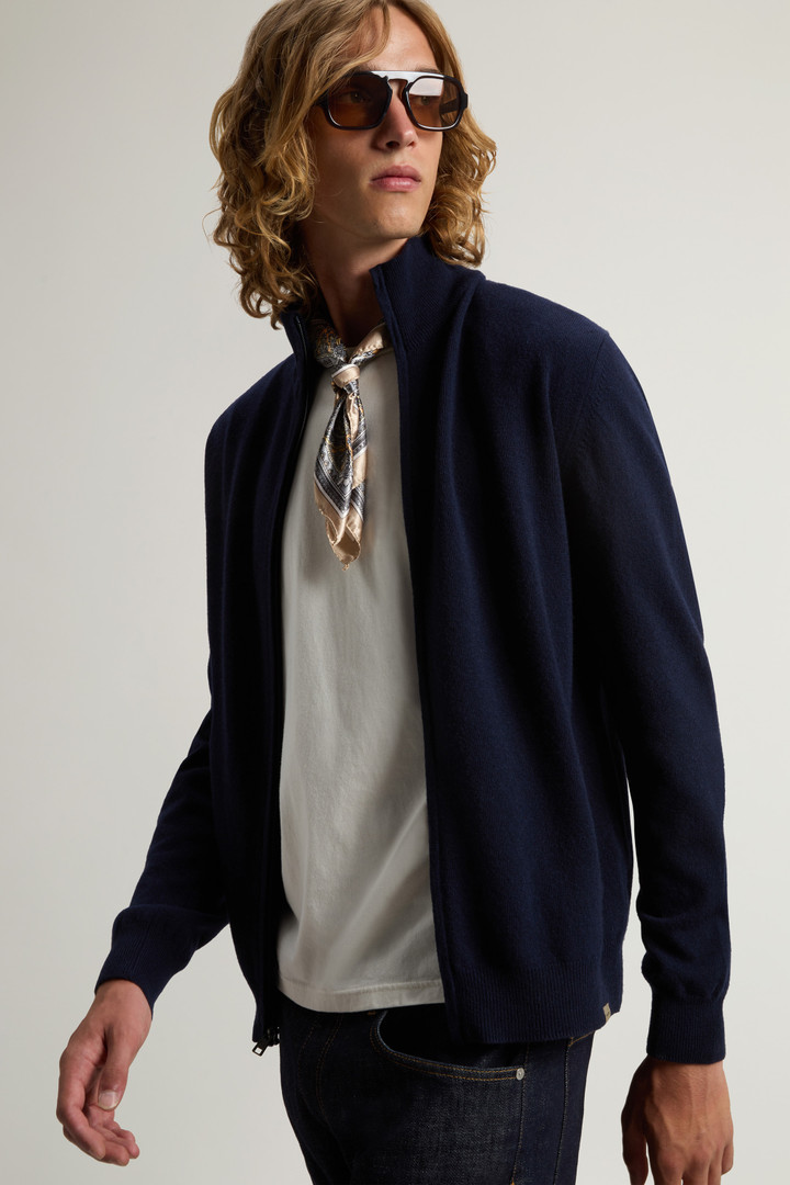 Pure Wool Turtleneck Sweater with Two-Way Zipper Blue photo 4 | Woolrich