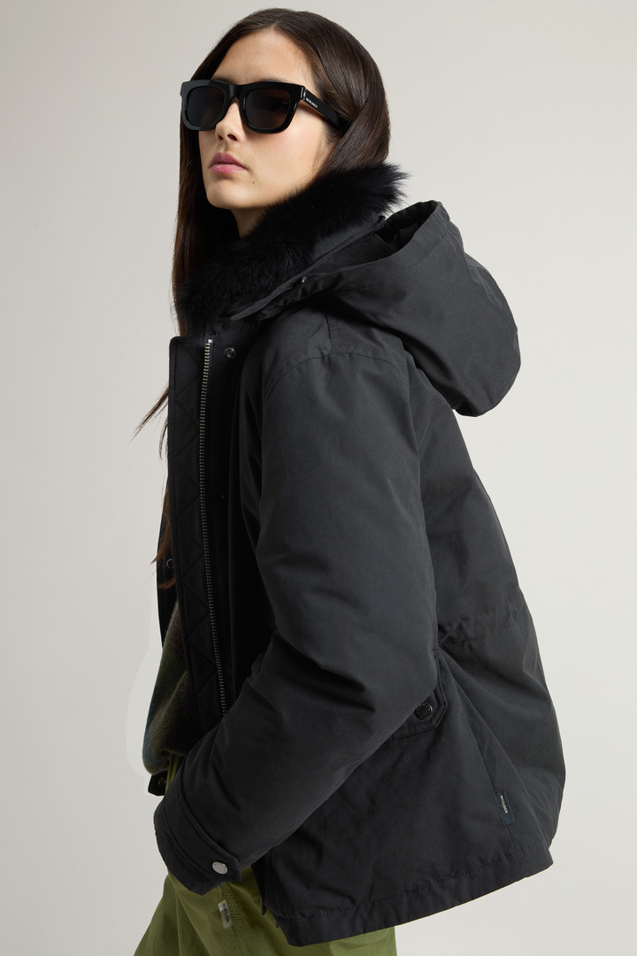 Short Arctic Parka in Mountain Cloth with Removable Hood and Fur Black photo 5 | Woolrich