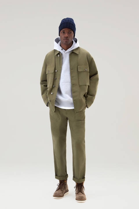 Military Overshirt in Pure Cotton Green | Woolrich