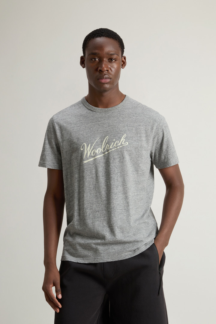 Woolrich Man T-Shirt In Pure Cotton Mouliné Grey Size 3XL