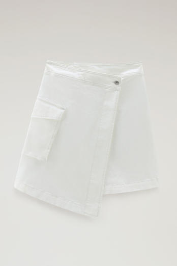 Garment-Dyed Wrap Cargo Skirt in Cotton Twill White | Woolrich