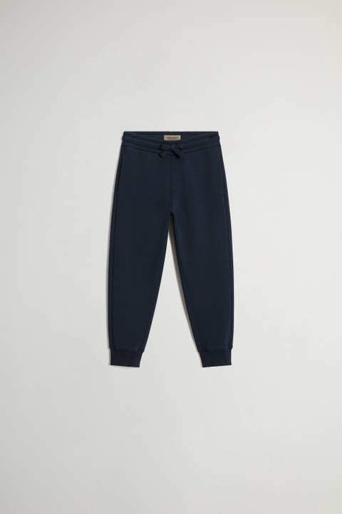 Boys' Pants in Pure Cotton Fleece with Pockets Blue | Woolrich