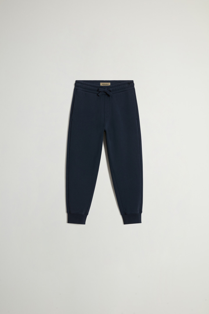 Boys' Pants in Pure Cotton Fleece with Pockets Blue photo 1 | Woolrich