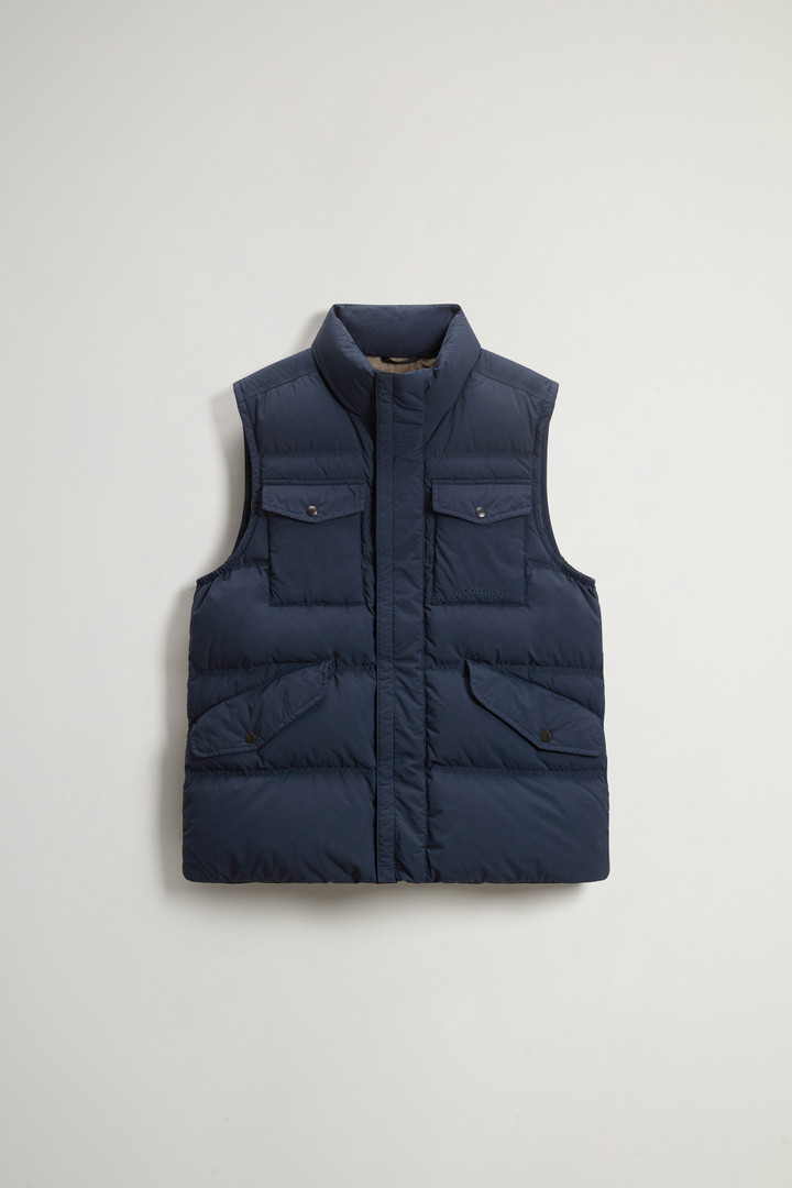 Woolrich Man Garment-Dyed Quilted Nylon Vest Blue Size M