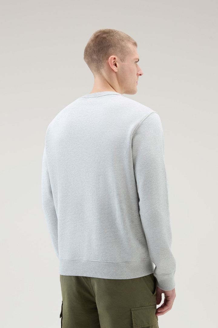 Pure Cotton Crewneck Sweatshirt with Embossed Print Gray photo 3 | Woolrich