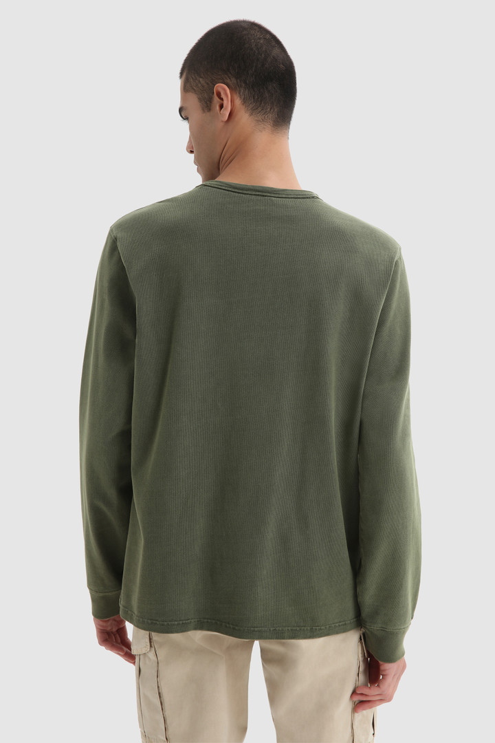 Long-sleeve shirt in garment-dyed cotton Green photo 3 | Woolrich