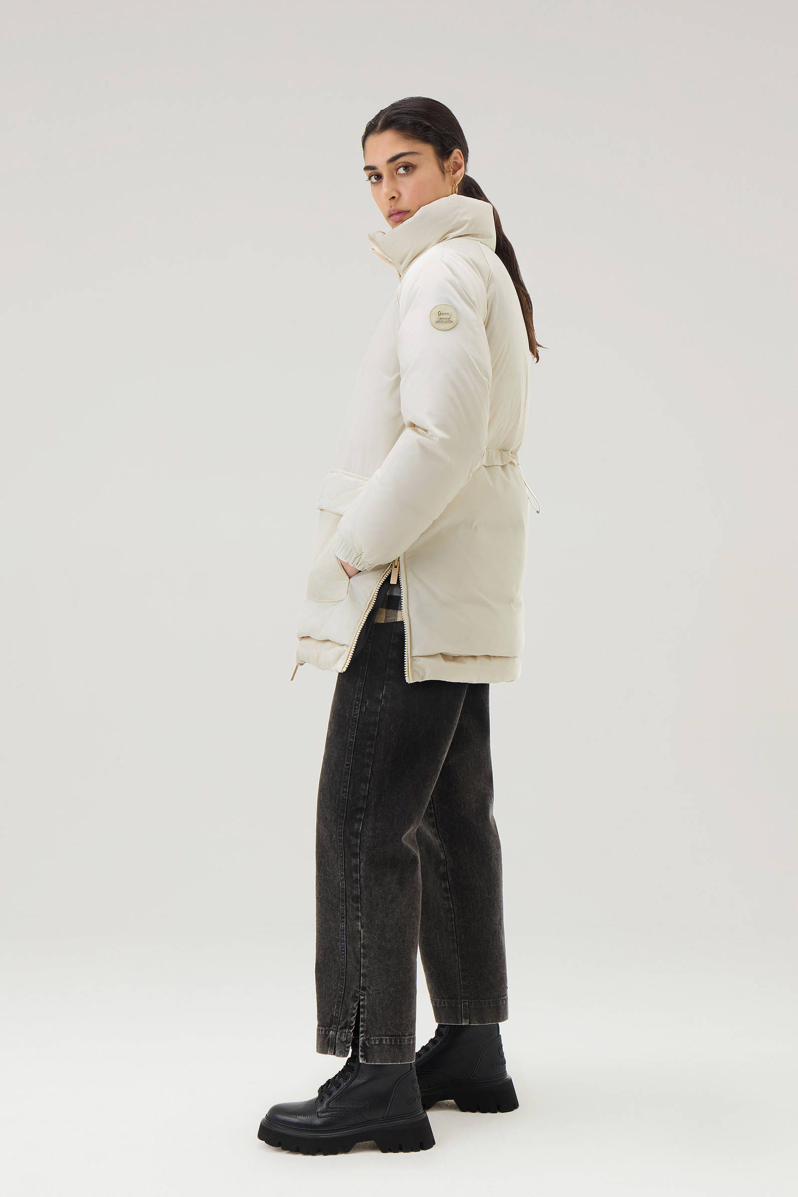 Alsea Daunenjacke mit Kapuze aus Stretch-Nylon weiß photo 2 | Woolrich