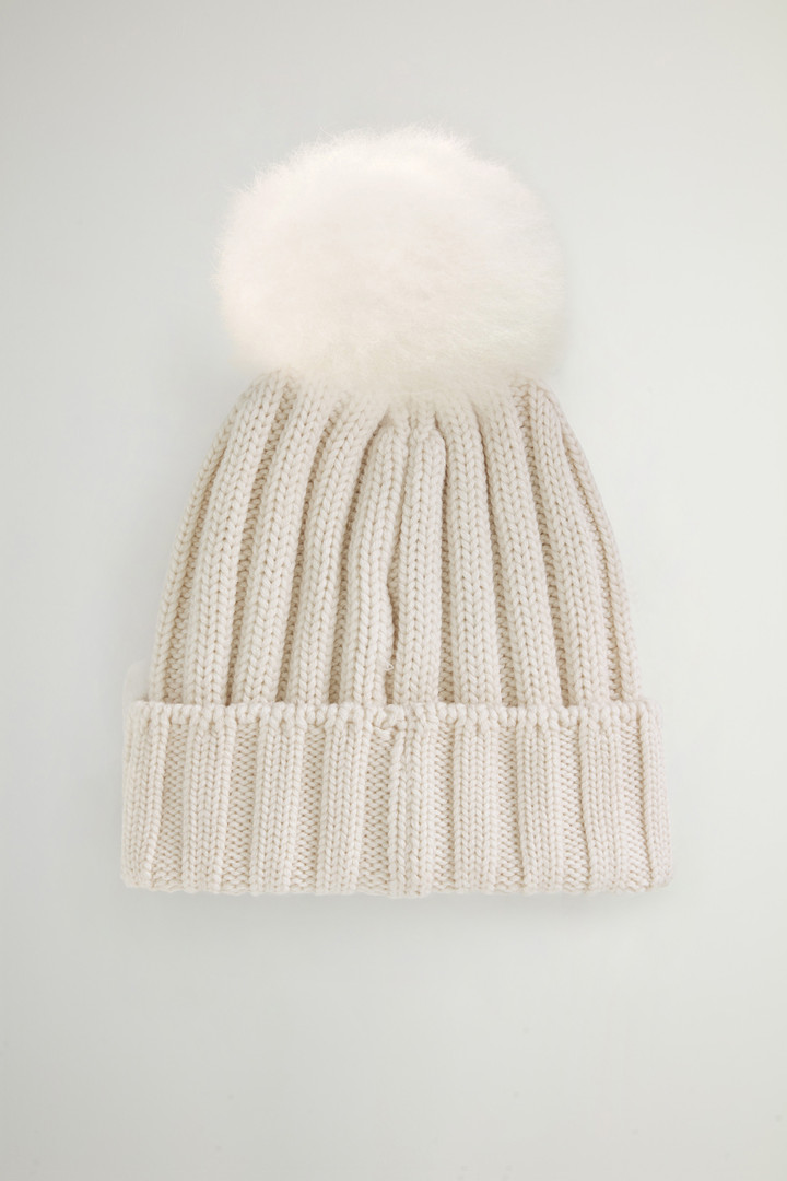 Beanie in Pure Virgin Wool with Cashmere Pom-Pom White photo 2 | Woolrich