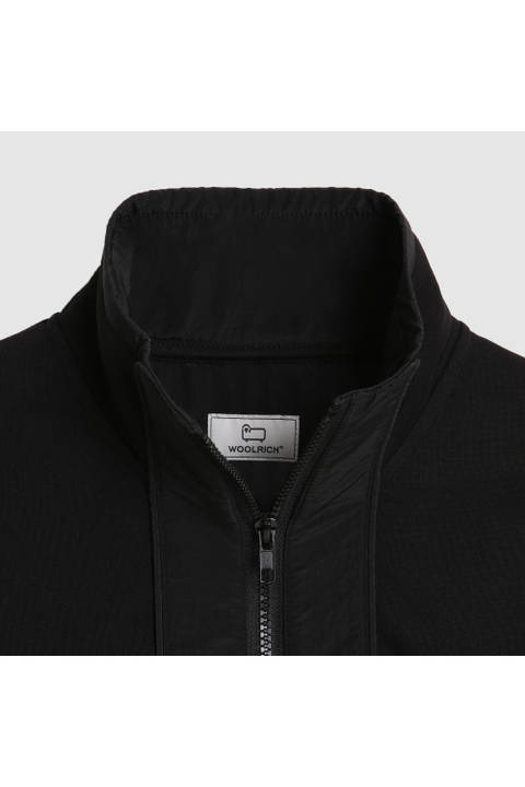 High-Neck Sweatshirt with Crinkle Nylon Details Black photo 2 | Woolrich