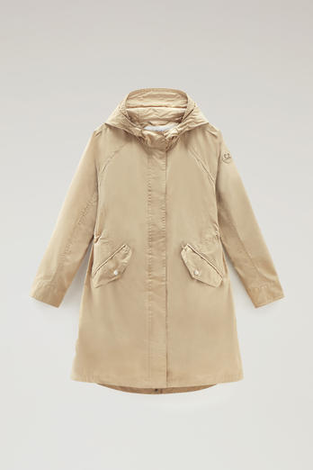 Long Summer Parka in Urban Touch Fabric with Hood Beige | Woolrich