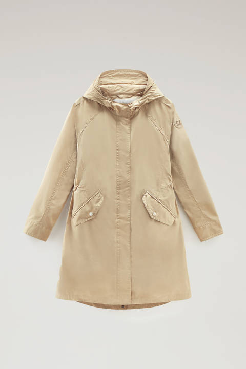 Long Summer Parka in Urban Touch Fabric with Hood Beige photo 2 | Woolrich