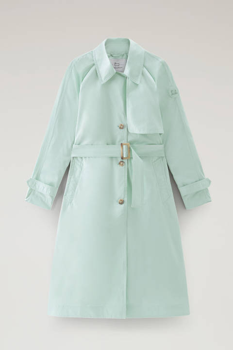 Trench Coat in Urban Touch Fabric with Belted Waist Green photo 2 | Woolrich