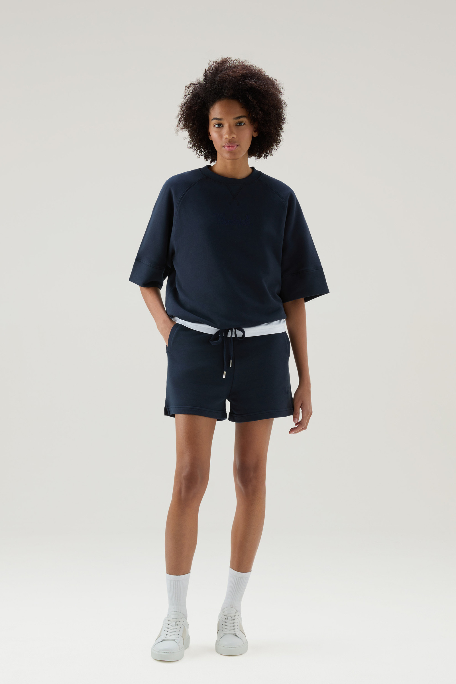 Pantaloncini leggeri in puro cotone blu photo 2 | Woolrich