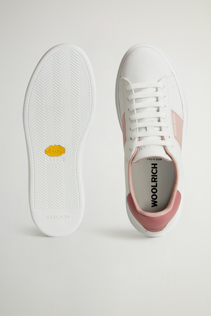 Classic Court-sneakers van leer met contrasterende zijstrook Roze photo 4 | Woolrich