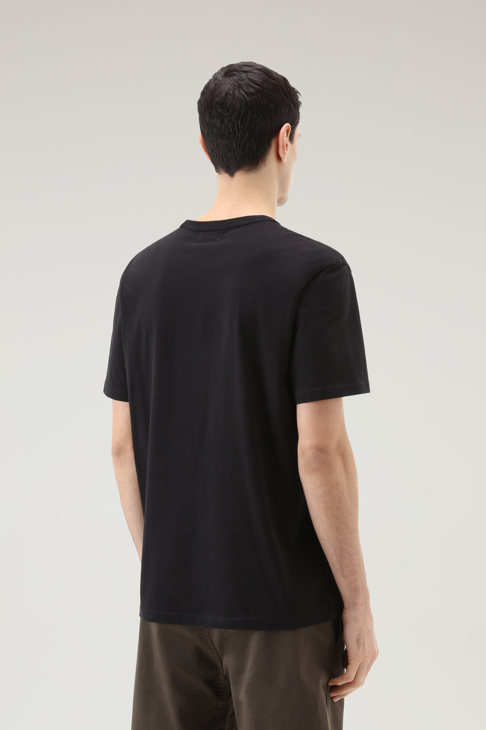 T-shirt in Pure Cotton with Chest Pocket Black photo 3 | Woolrich