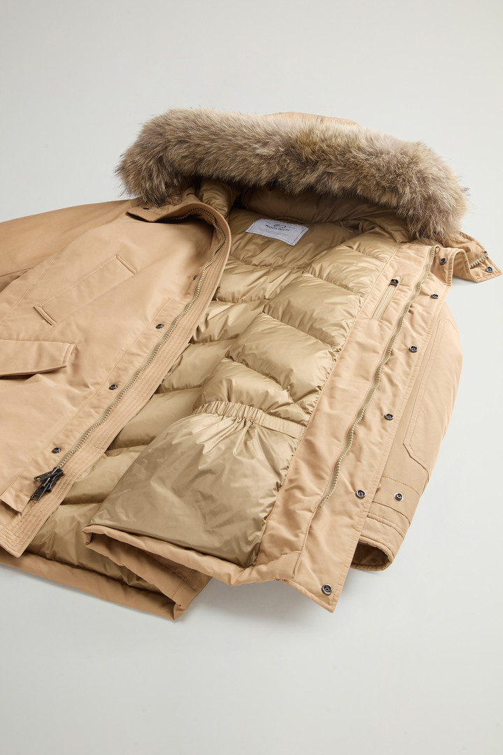 Polar Parka in Ramar Cloth with High Collar and Fur Trim Beige photo 10 | Woolrich