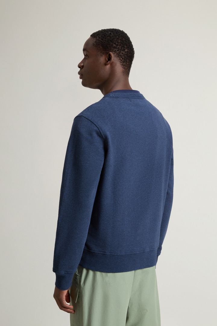 Sweater met ronde hals van puur mouliné-katoen Blauw photo 3 | Woolrich