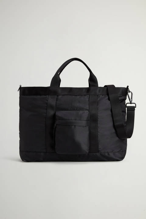 Tote Bag in Ripstop Nylon With Removable Shoulder Strap Black | Woolrich