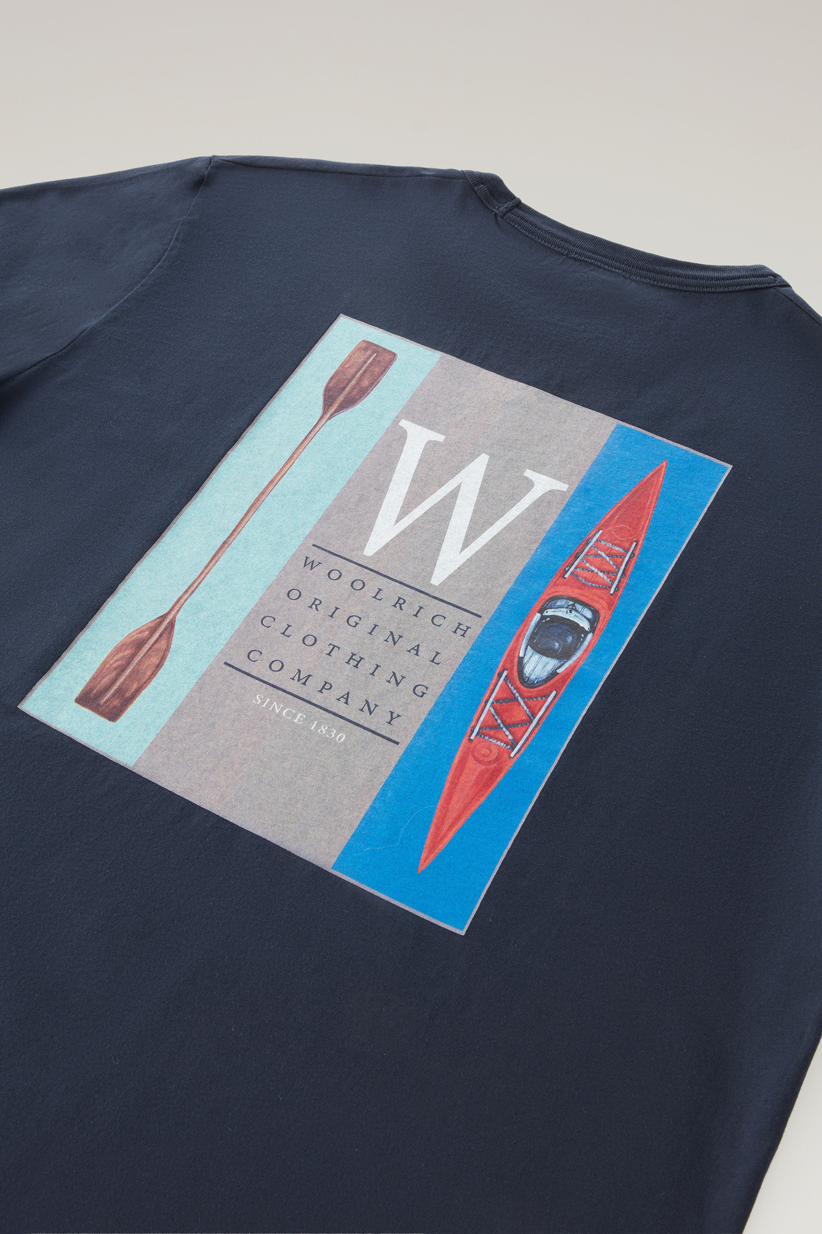 Lakeside T-shirt aus reinem Baumwolljersey mit Aufdruck auf der Rückseite blau photo 7 | Woolrich