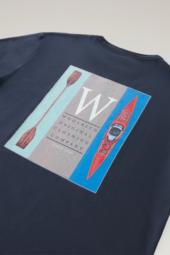 Lakeside T-shirt aus reinem Baumwolljersey mit Aufdruck auf der Rückseite Blau photo 3 | Woolrich