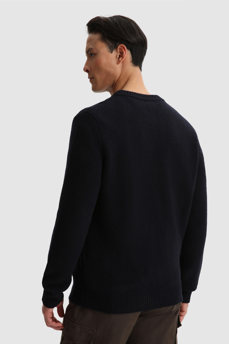 Pullover mit Rundhalsausschnitt aus reiner gewebter Wolle