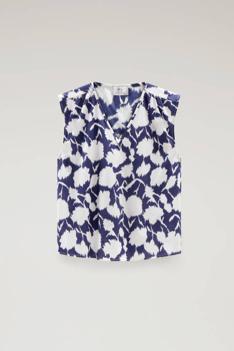 Sleeveless Blouse in Pure Cotton Poplin Blue photo 2 | Woolrich