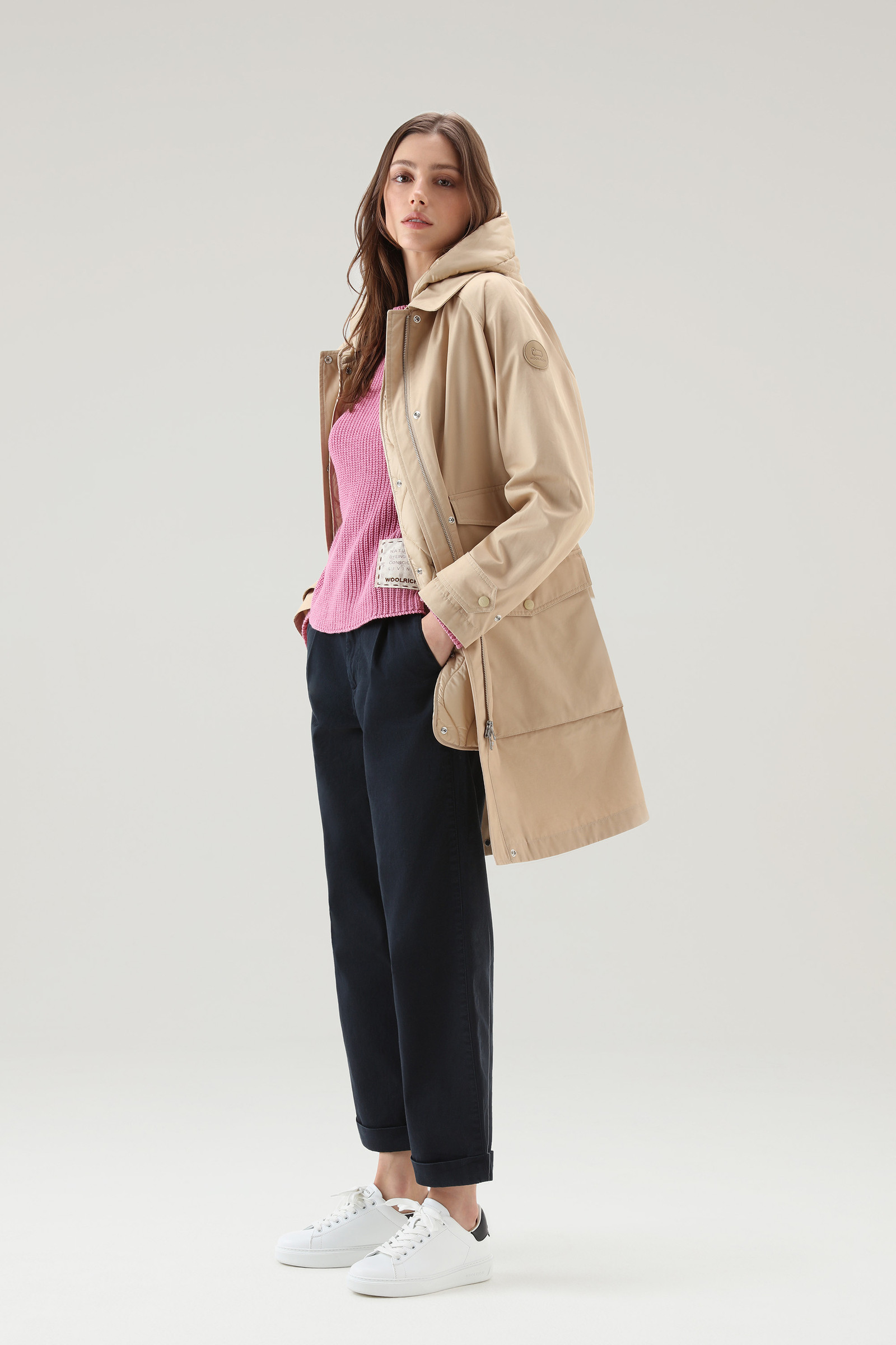 Maglia girocollo in puro cotone tinto in capo naturalmente rosa photo 2 | Woolrich