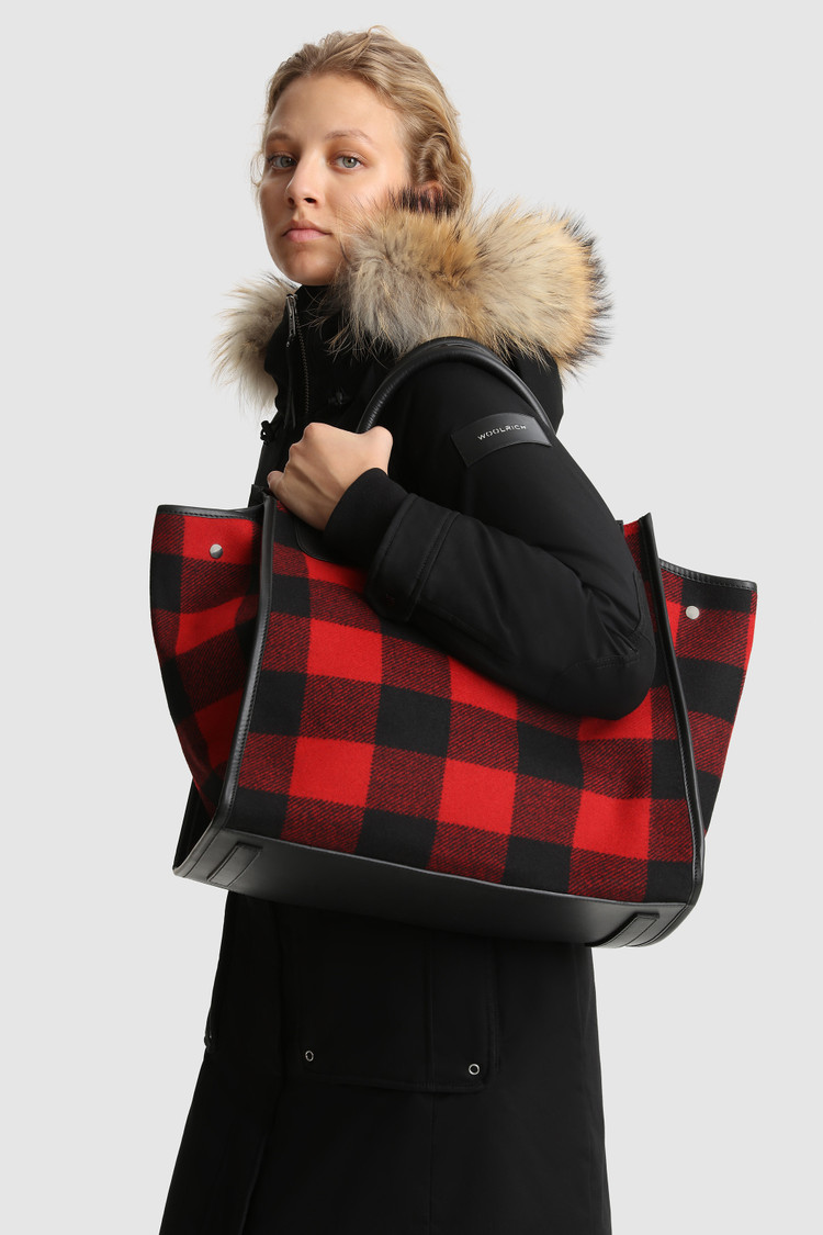 Sac fourre-tout surdimensionné en laine avec motif à carreaux