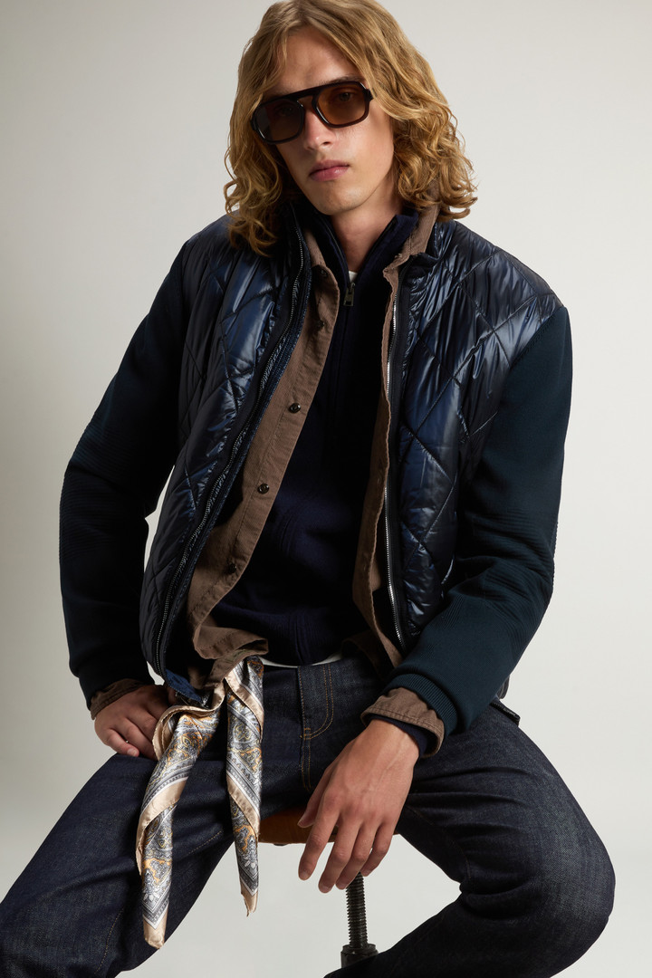 Gewatteerde hybride jas van garengeverfd nylon Blauw photo 4 | Woolrich