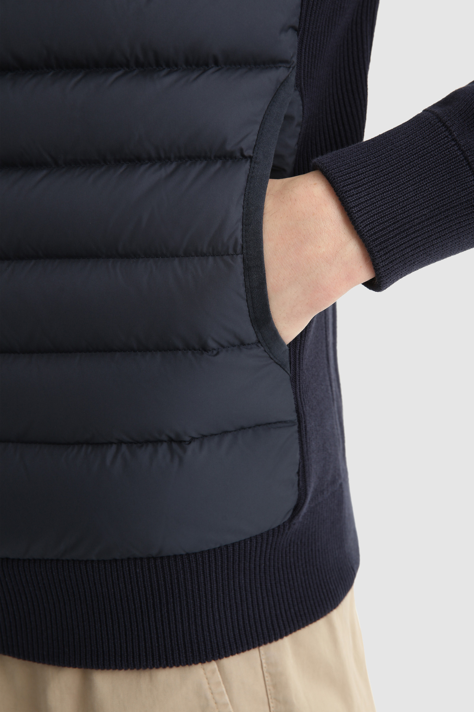 Quilted Track jacket with knit sleeves