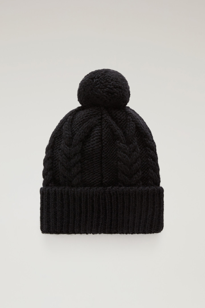 Beanie in Wool and Alpaca Blend with Pom-Pom Black photo 2 | Woolrich