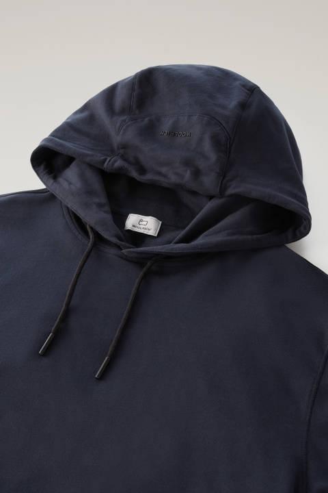 Hoodie in Pure Cotton Fleece with Zip Pocket Blue photo 2 | Woolrich